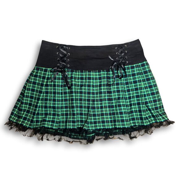 Tripp Dresses & Skirts - Vintage Y2K Green Plaid Tripp NYC Size 22 3X Goth Emo Punk Academia Mini Skirt